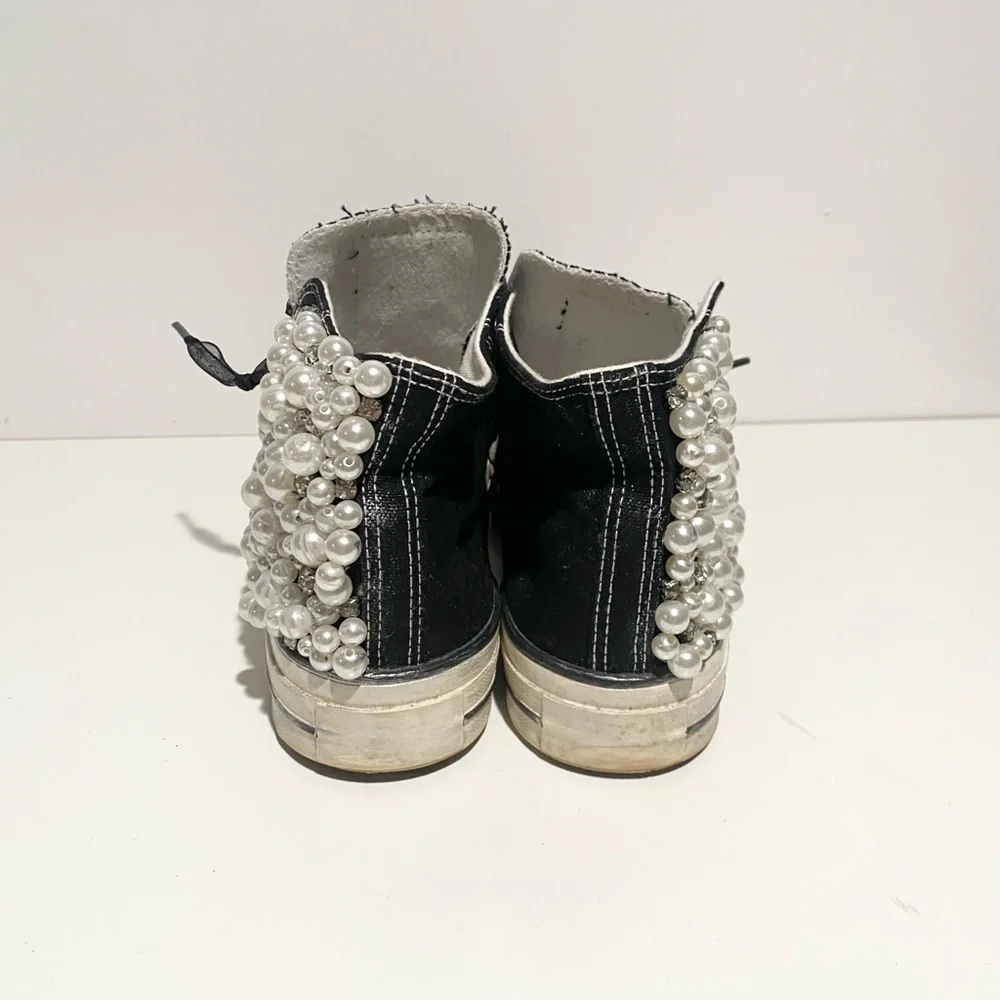 NAN-Ku Free People‎ Crush High Top Sneakers Pearl Embellished Black 39